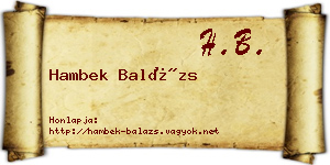 Hambek Balázs névjegykártya