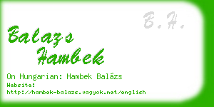balazs hambek business card